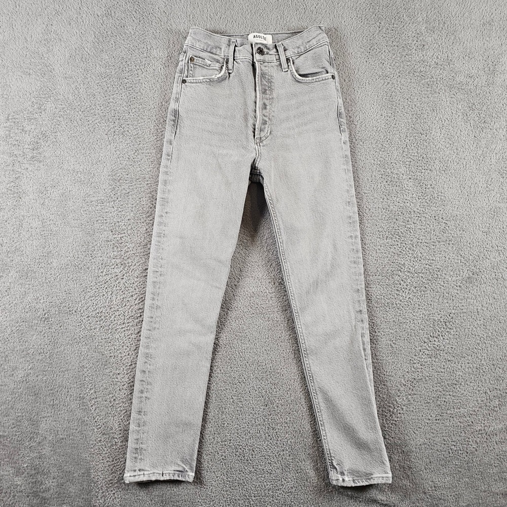 AGOLDE Nico High Rise Slim Jeans Grey Wash Size 23 Button Fly